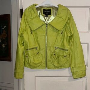 Sergio Tacchini Women's Lime Leather Jacket